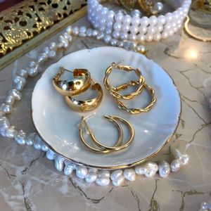 3 Pairs of wild fable Gold Tone Earrings ✨